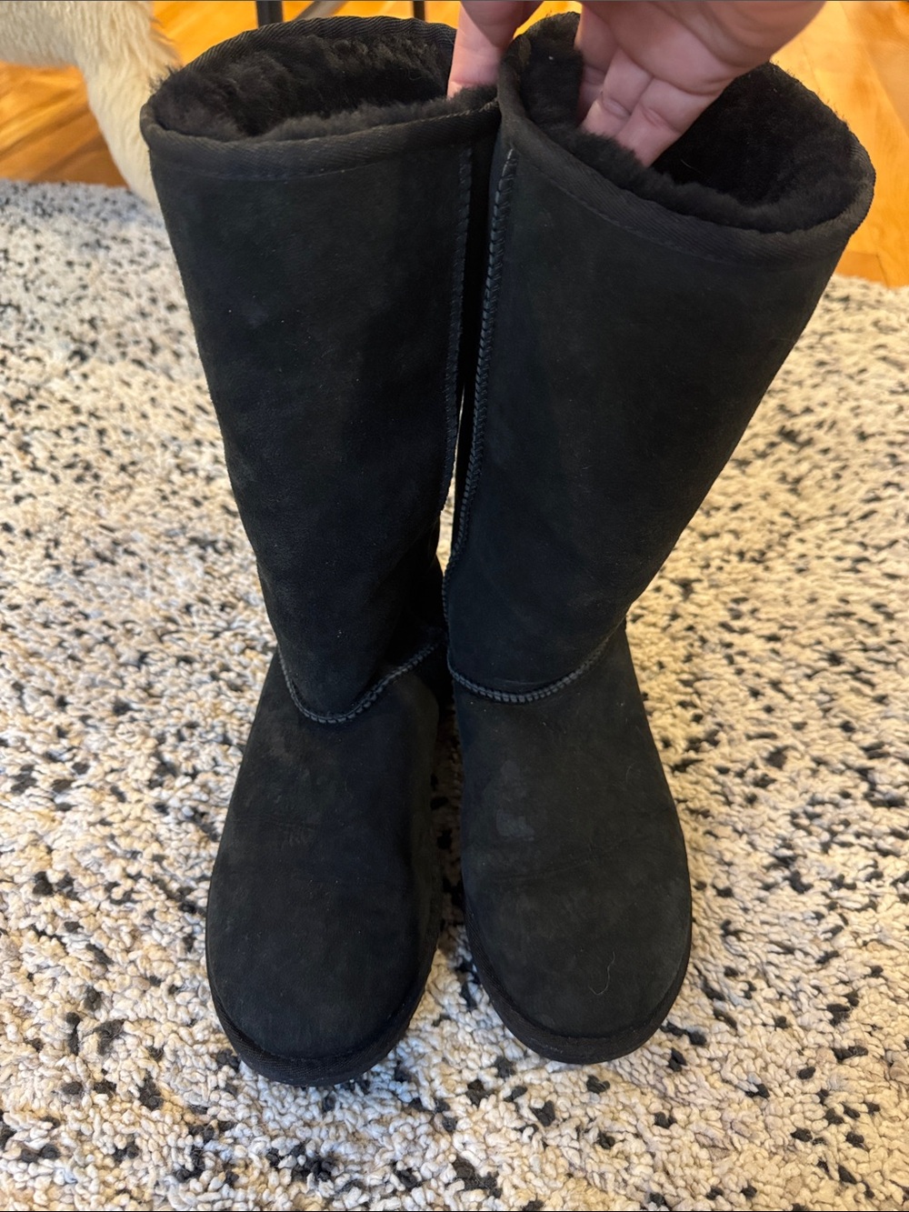 UGG Tall Black Suede Boots Size 8